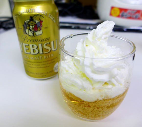 We try beer with whipped cream on top…because we’re fancy